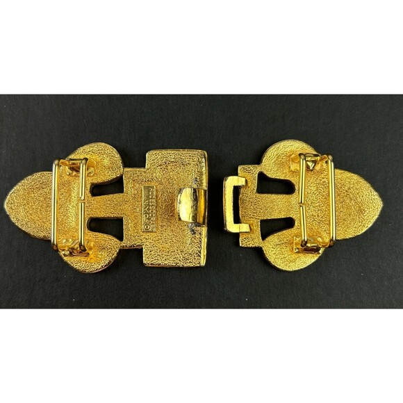 Vintage Accessocraft NYC Bold Interlocking Belt Buckle Gold Tone Signed main image 2